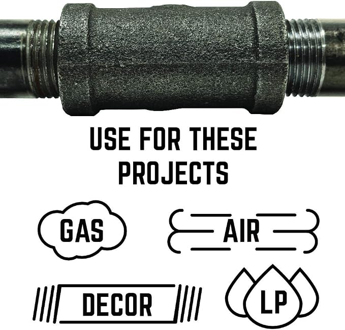 1/2" Elbow 45 Degree Fitting, PIPE DECOR Black Malleable Iron Fittings Fit - Image 5