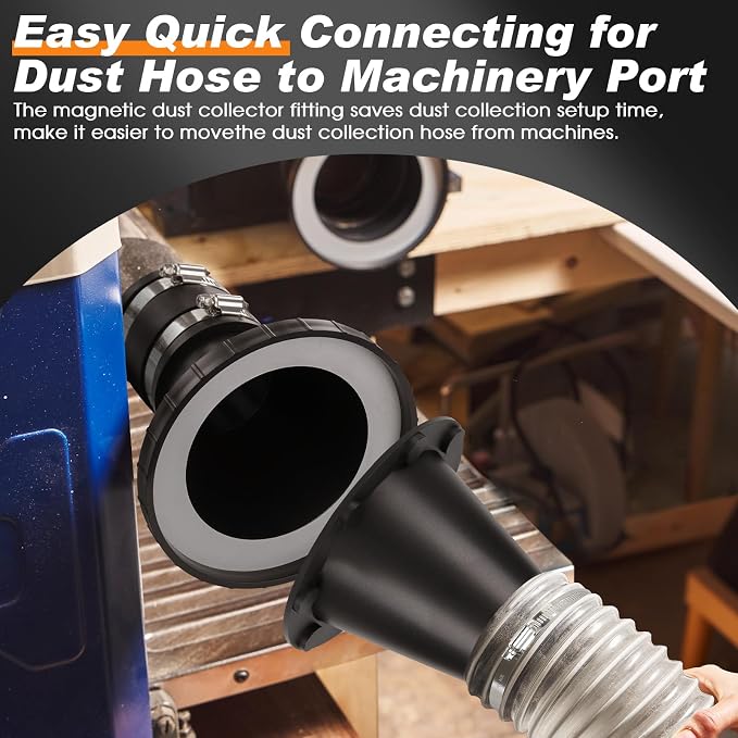 2-1/2 Inch Magnetic Dust Collection Connector w/ 2.5”Dust Control Flex Cuff | - Image 3
