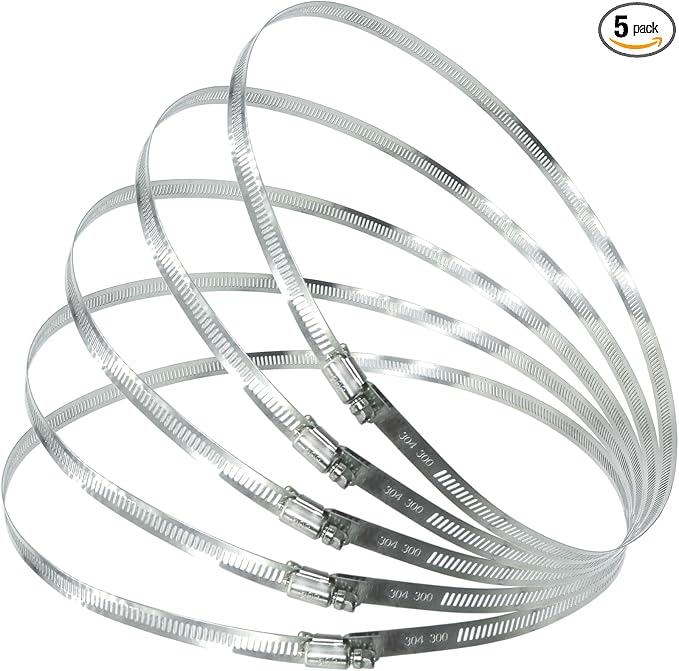 5Pcs 11.8-Inch/300mm Large Hose Clamps Stainless Steel | Adjustable Worm Gear by WelcometotheTEXNINC