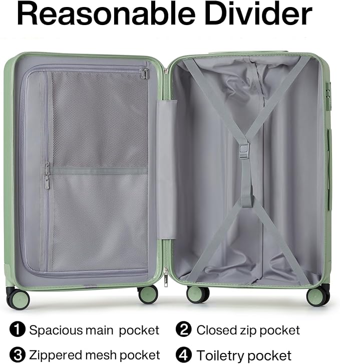 Hanke 20 Inch Carry On Luggage 22x14x9 Airline Approved Lightweight PC Hard - Image 5