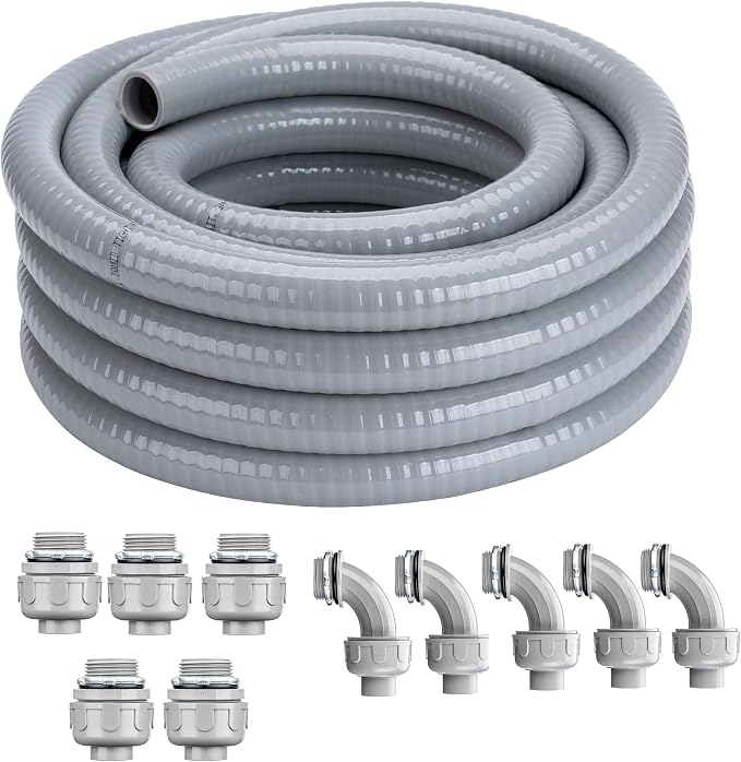 3/4 Inch 100 FT Liquid-Tight Conduit and Connector Kit | Non Metallic Flexible by ProfessionalBrand