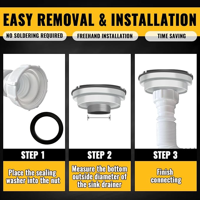 VIVIDA Dual Sink Drain Kit, 1-1/2" Kitchen Sink Drain Pipe - Image 7