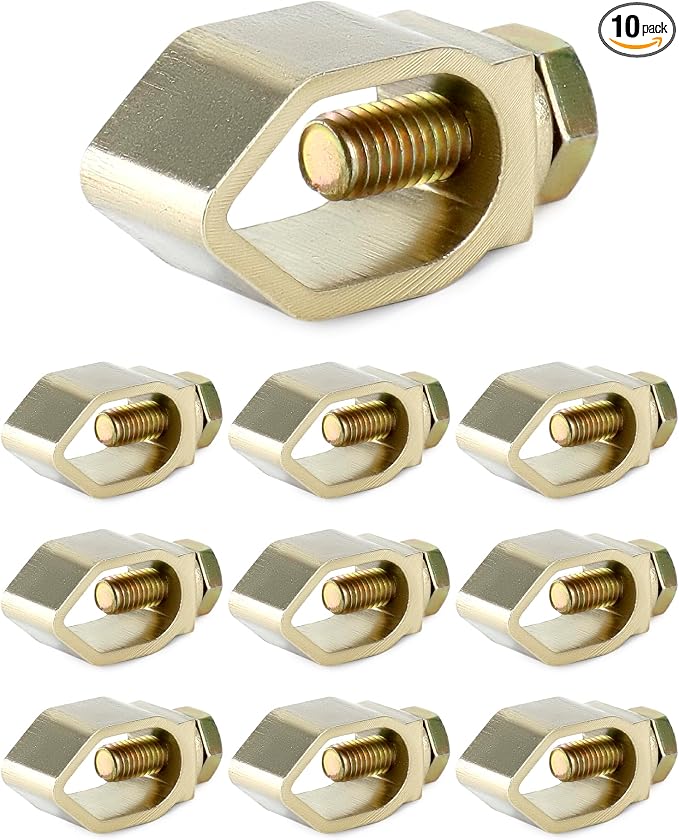 QWORK Direct Burial Ground Rod Clamp, 10 Pack 5/8" Diameter Copper Mechanical by QWORK