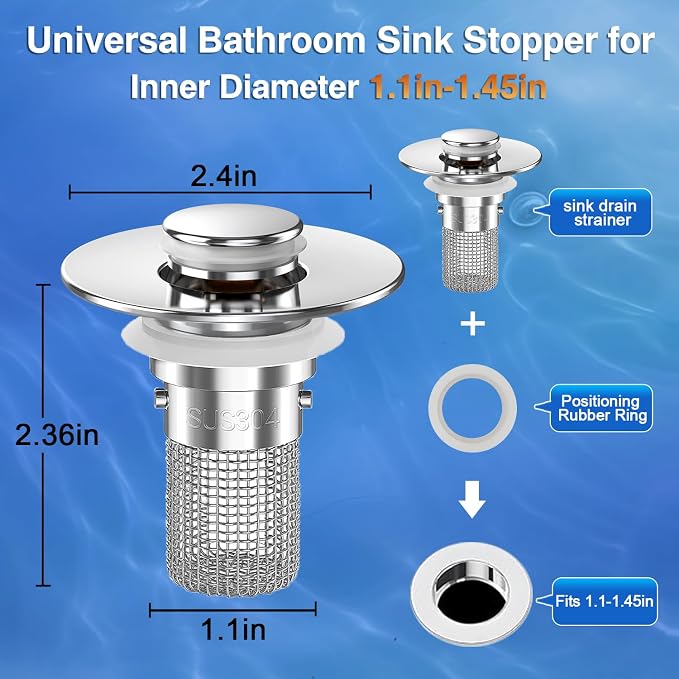 Bathroom Sink Drain Strainer, Pop-up Sink Drain Strainer - Image 8