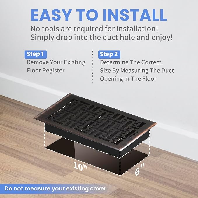 Howeall 6x10 Inches 2 Pack Heavy Duty Walkable Floor Register - Image 6