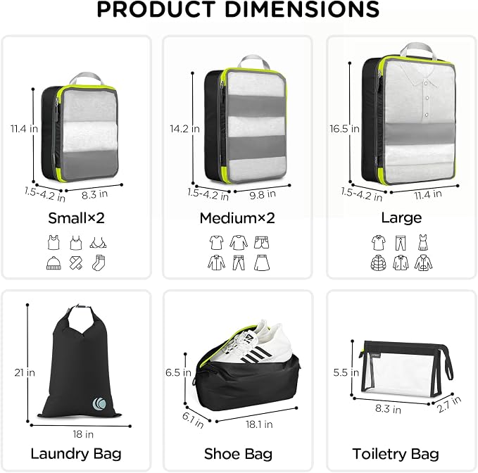 Cipway Compression Packing Cubes Mesh, Lightweight Luggage Organizer Bags - Image 5