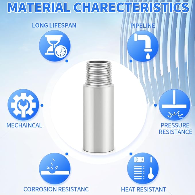 ChillWaves 304 Stainless Steel Pipe Fitting, Nipple Cast Pipe 1-1/2" NPT Male x - Image 5