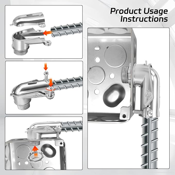 6-Pack 1 Inch 90-Degree BX Squeeze Connectors - Image 6