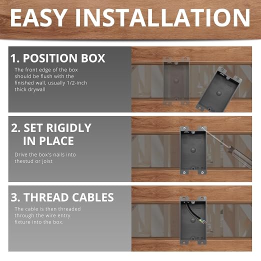 HXH 1-Gang PVC Old Work Electrical Outlet Box Shallow Pack of 12 | Grey 8 Cubic - Image 4