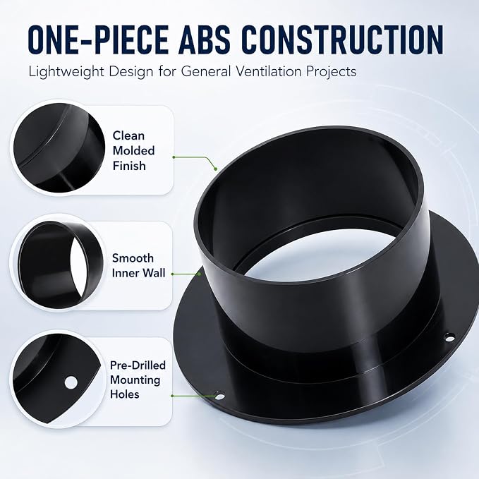 4 Inch Duct Connector Flange, ABS Dryer Vent Wall Plate - Image 3