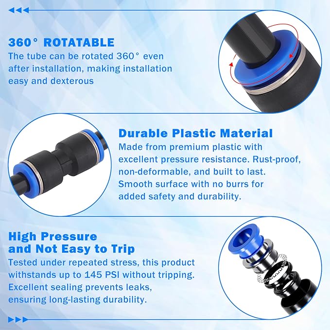 24 Pcs 1/4" Quick Connect Air Line Fittings Kit 1/8" 1/4" Pneumatic Push Lock - Image 3