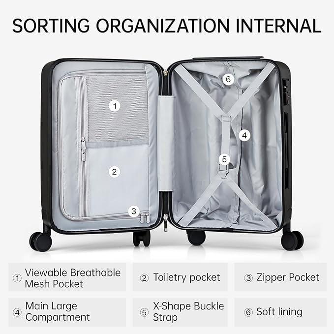 MILADA 2 Piece Luggage Sets, Hard Case Luggage set TSA Approved, Suitcase - Image 6