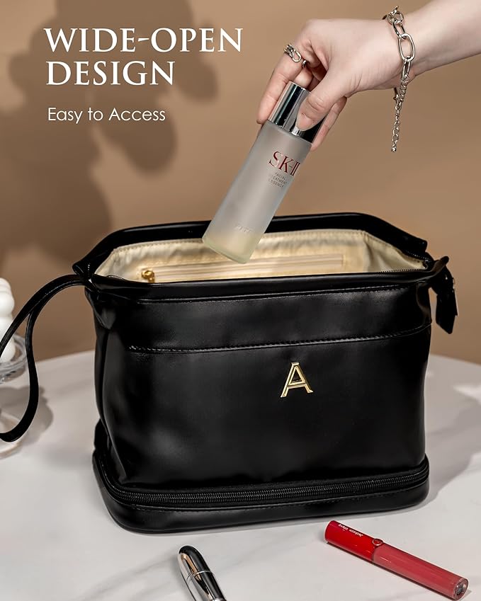 Girlfriend Gifts, Personalized Makeup Bag, Initial Double Layer Cosmetic Bag - Image 5