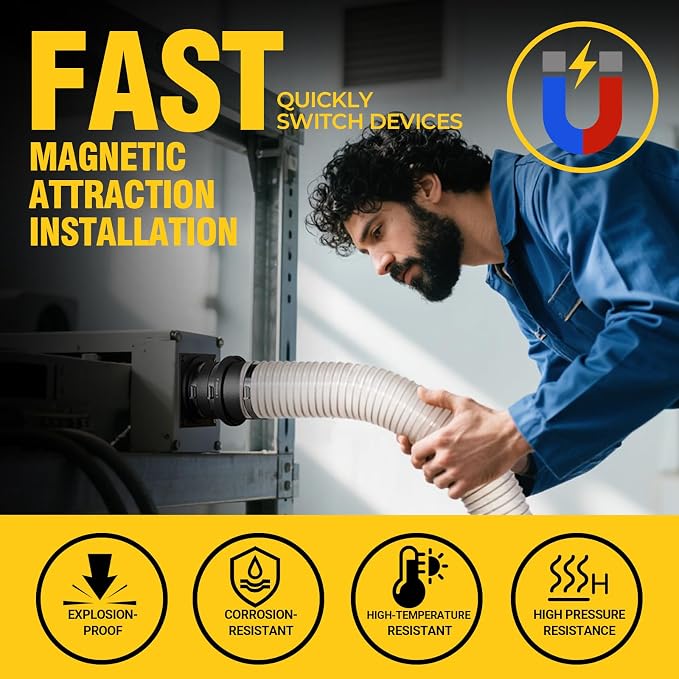 Magnetic dust collector kit for 4-inch shop vacuum hoses，2pcs | One-to-Multi - Image 2
