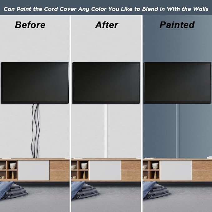 Cord Covers - 63in Paintable TV Cable Hider Kit, X-Large Cord Management System - Image 6