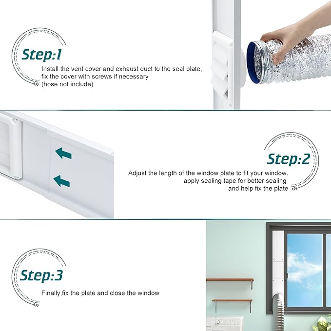 Daisypower Dryer Vent Window Kit, Adjustable Window Vent Kit - Image 4