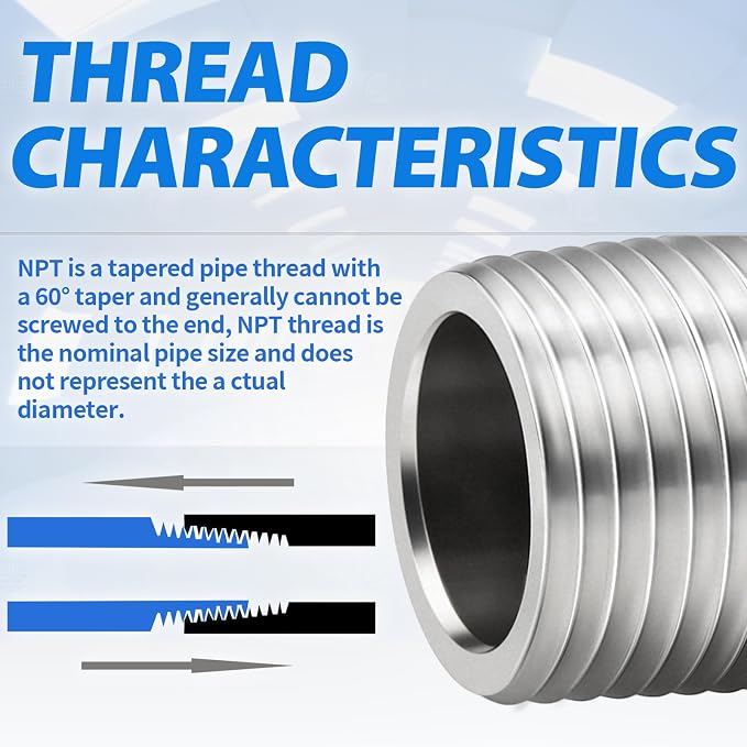 ChillWaves 304 Stainless Steel Pipe Fitting, Nipple Cast Pipe 1" NPT Male x 1" - Image 6