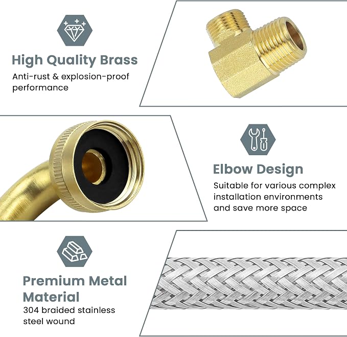 Stainless Steel Braided Dishwasher Hose, 10 FT Connector Kit - Image 3