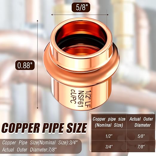 Therwen 15 Pcs 1/2-inch Copper Pipe Press Fittings, 90 Degree Elbow Coupling - Image 2