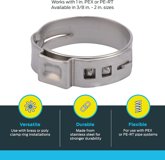 SharkBite 1 Inch Clamp Ring, Stainless Steel Plumbing Fitting, PEX Pipe - Image 3
