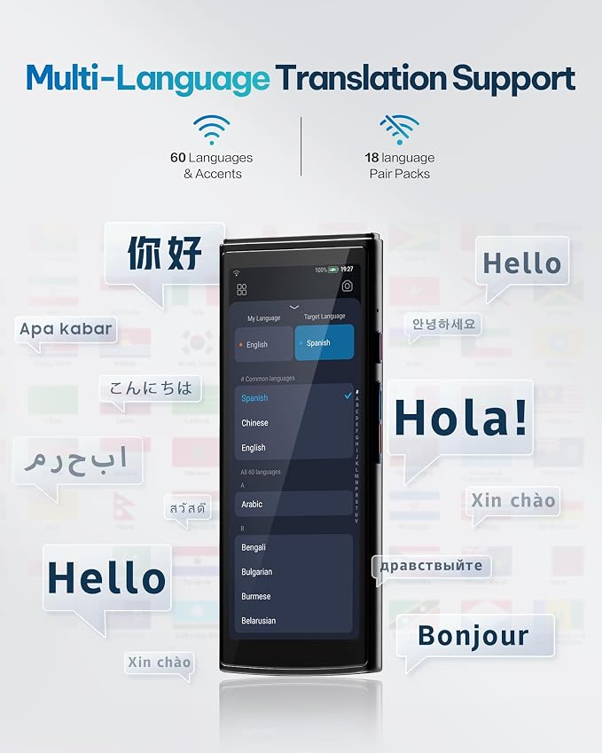 AI Language Translator Device — 60 Languages, Real-Time Split-Screen & Two-Way - Image 6