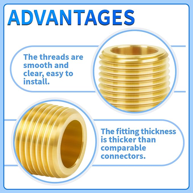 ChillWaves Brass Pipe Fitting, Long Nipple Pipe 1" NPT Male x 1" NPT Male - Image 4