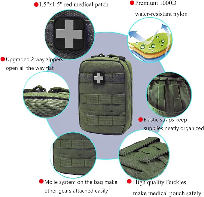 Carlebben EMT Pouch MOLLE Ifak Pouch Tactical MOLLE Medical First Aid Kit - Image 6