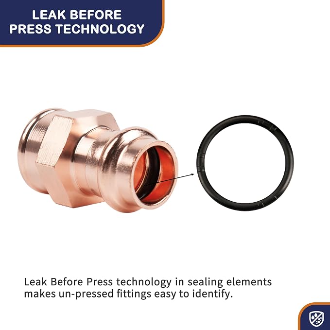 Copper Press Fittings 1/2" Female Adapter x 1/2" Press 10 Pack - Image 5