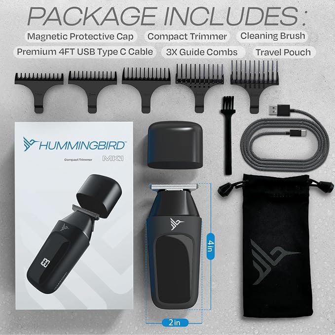 HUMMINGBIRD MK1 Compact Trimmer – Portable Electric Beard & Body Hair Trimmer - Image 6