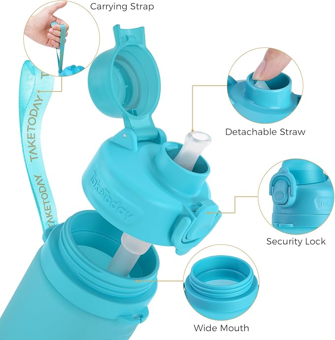 TakeToday Collapsible Water Bottles 20oz, Leak Proof, Foldable Silicone Travel - Image 6