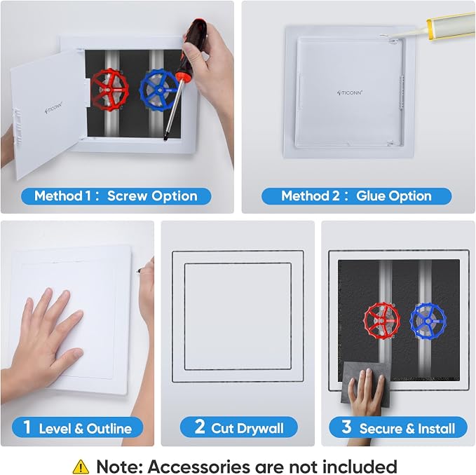 TICONN Access Panel for Drywall, 8 x 16 Inch ABS Plastic Wall Hole Cover Access - Image 6