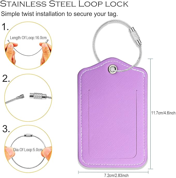 Luggage Tags for Suitcases-Leather Luggage Tag 4 Pack - Image 2