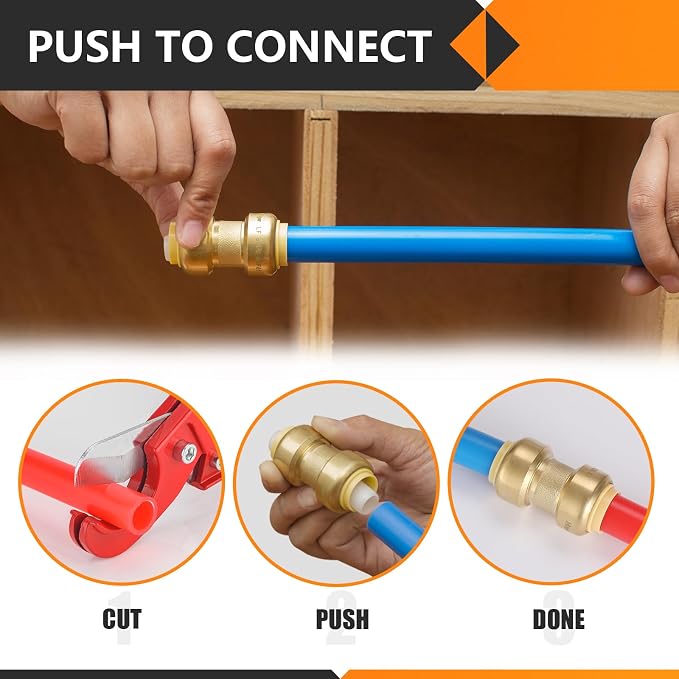 12PC HeSun Pushfit Coupling, 1/2"x1/2" Push to Connect Plumbing Fittings | - Image 5