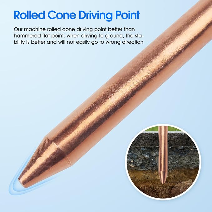28 Pcs 4FT Grounding Rod with Warning Tags, Portable Electrical Copper - Image 2