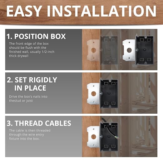 1-Gang Adjustable PVC Electrical Outlet Box 21 Cu.in. 12-Pack | Single Gang - Image 4