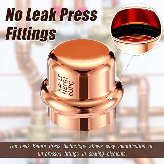 Therwen 10 Pcs 3/4-inch Copper Pipe Press Fittings, 90 Degree Elbow Coupling - Image 5