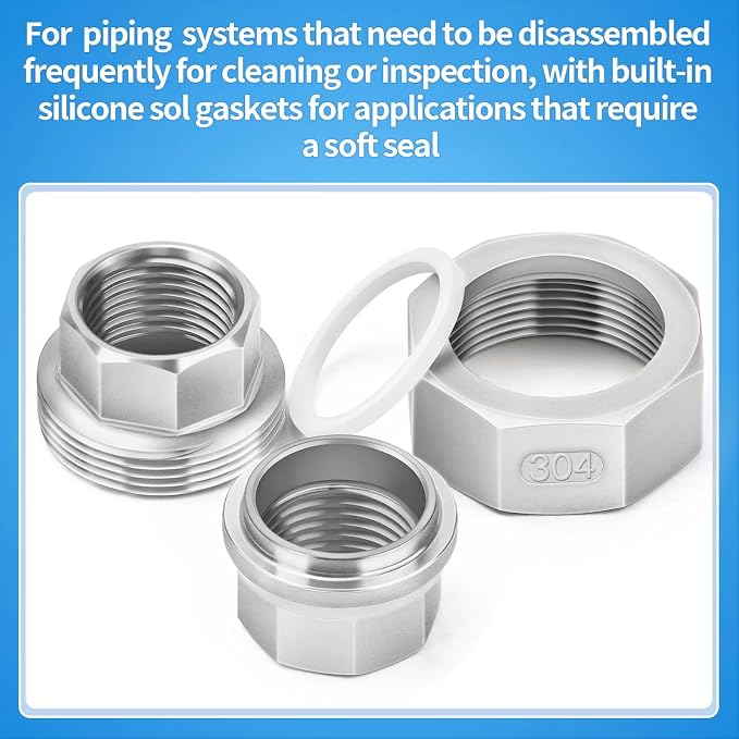 ChillWaves 304 Stainless Steel Cast Pipe Fitting, Union，1-1/2" NPT Female - Image 4