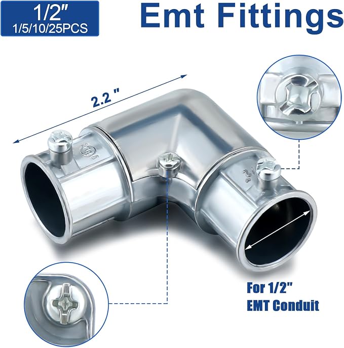 Gisafai 1 Pcs EMT Conduit Fittings Inside Corner Pull Elbow, EMT 90 Degree - Image 2