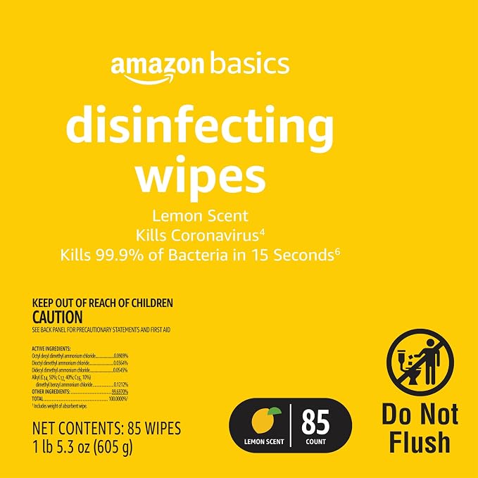 Amazon Basics Wipes, Lemon & Fresh Scent, Sanitizes/Cleans/Deodorizes - Image 3
