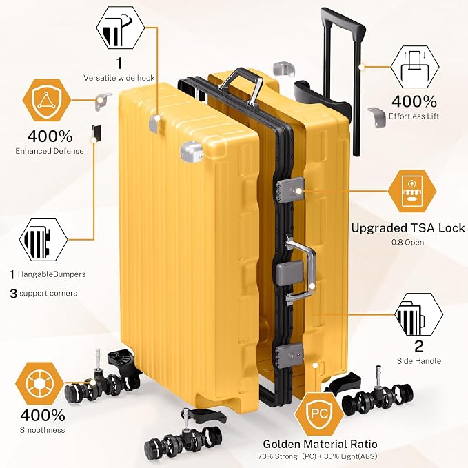 Krute Luggage 28 Inch Aluminum Frame Luggages TSA Lock No Zipper Checked - Image 8