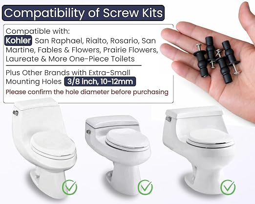 3/8" Dia Toilet Seat Screws Replacement Kit - Image 2
