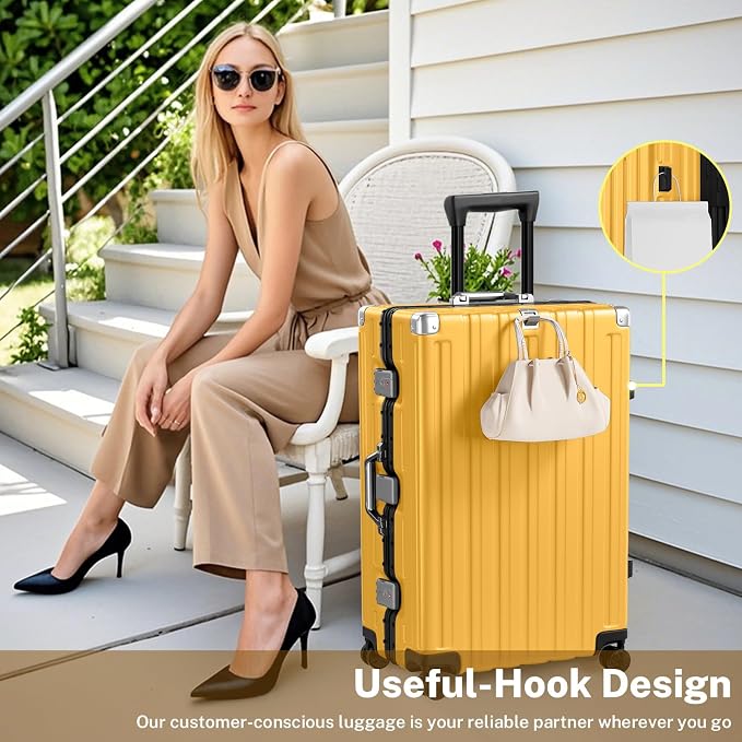 Krute Luggage 28 Inch Aluminum Frame Luggages TSA Lock No Zipper Checked - Image 6