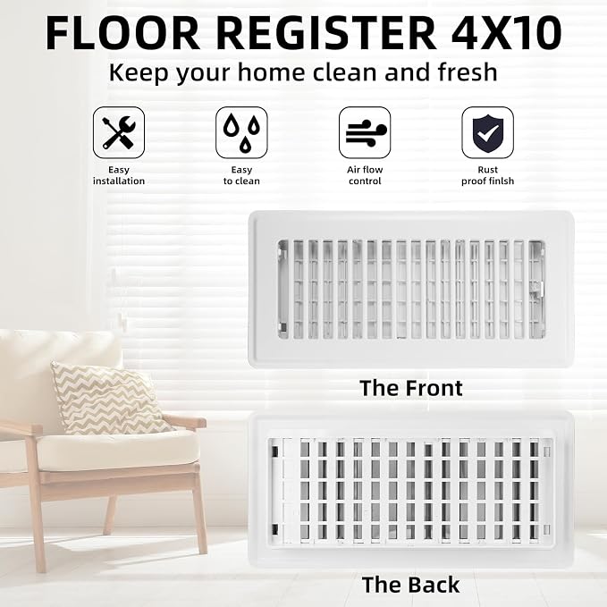 Floor Register 4x10, 4 Pack Floor Vent Covers - Image 4