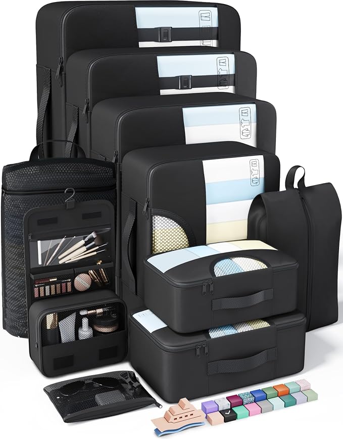 Veken 10 Set Packing Cubes for Travel Essential, Suitcase Organizer Bags in 4 by Veken