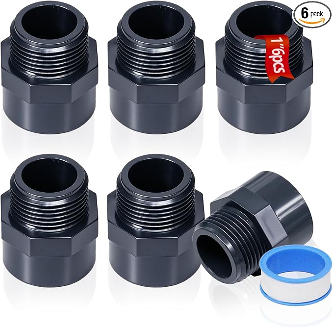 6PCS 1 Inch Male Thread Grey Pvc Fitting 2-Way PVC Coupling by tinoysian