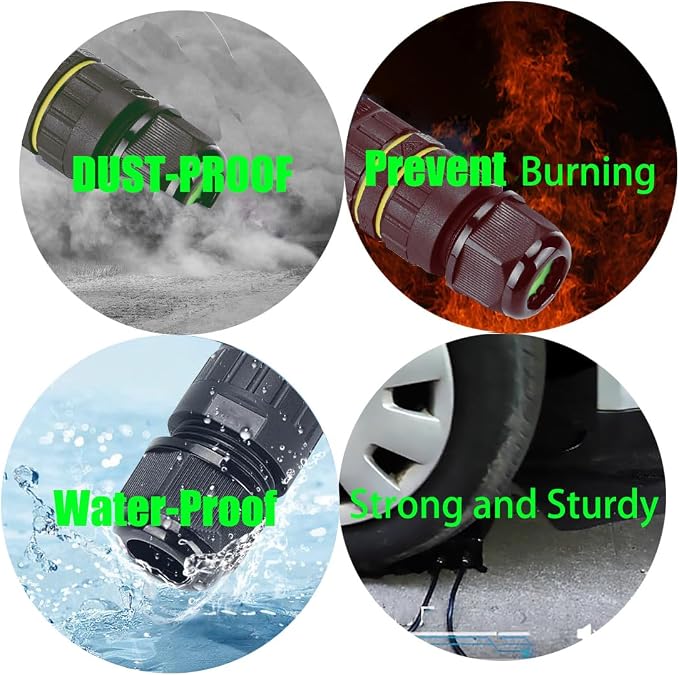 IP68 Waterproof 2 Way 2 Pin Junction Box Electrical Cable Connector, 5 Pack 24A - Image 5