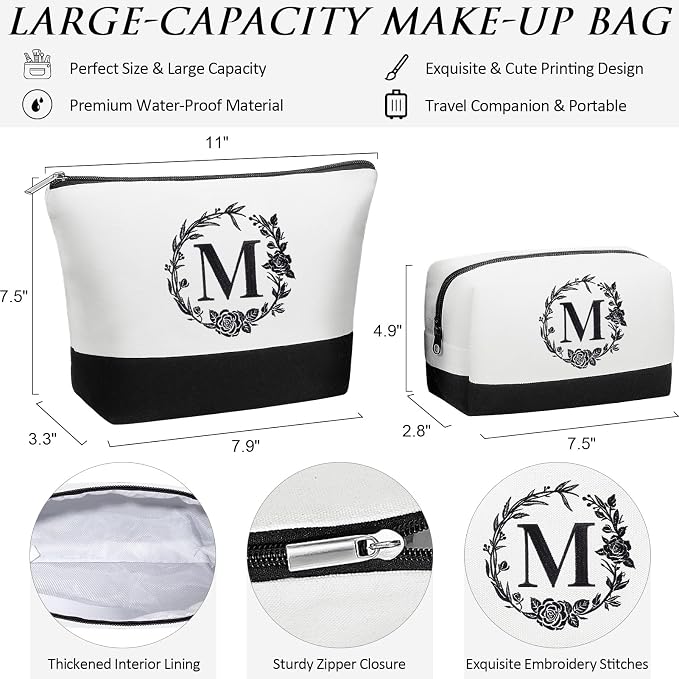 Personalized Mothers Day Gifts for Women, Initial Canvas Tote Bag & Makeup Bag - Image 7