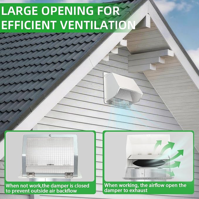 4 Inch Dryer Vent Cover Outside Hooded Wall Vent - Image 3
