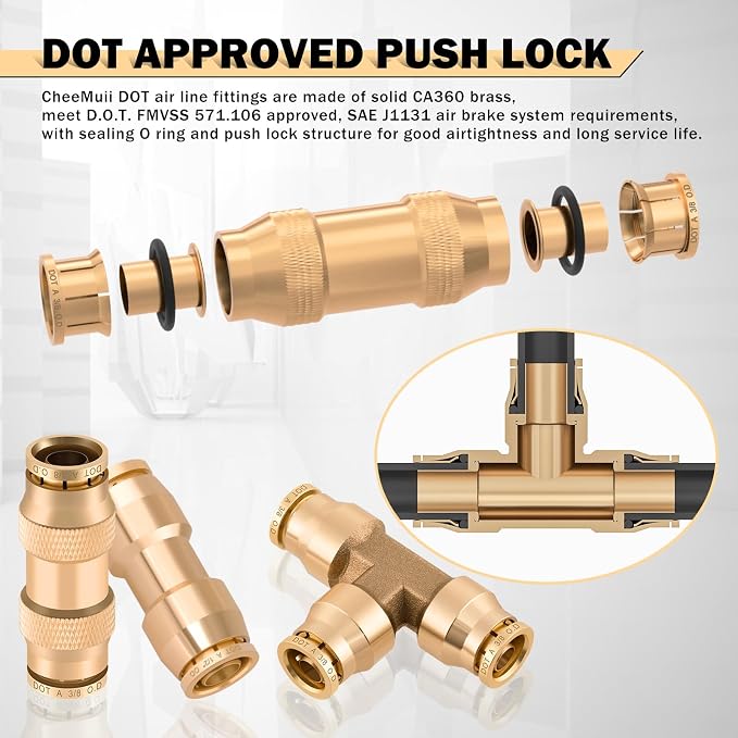 CheeMuii 64PCS Brass DOT Air Line Fittings Kit - Image 4