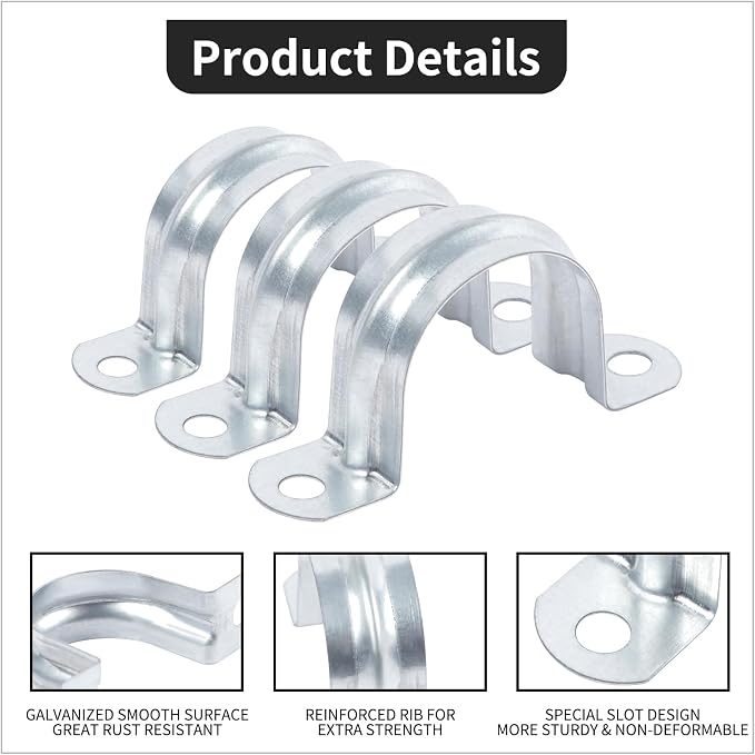 30 PCS 1 Inch Reinforced Rigid Pipe Strap, 2 Holes U Bracket Cable Clamp Hanger - Image 3